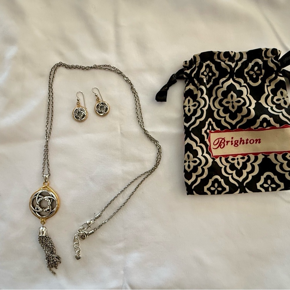Brighton Silver and Gold Necklace and earring set
